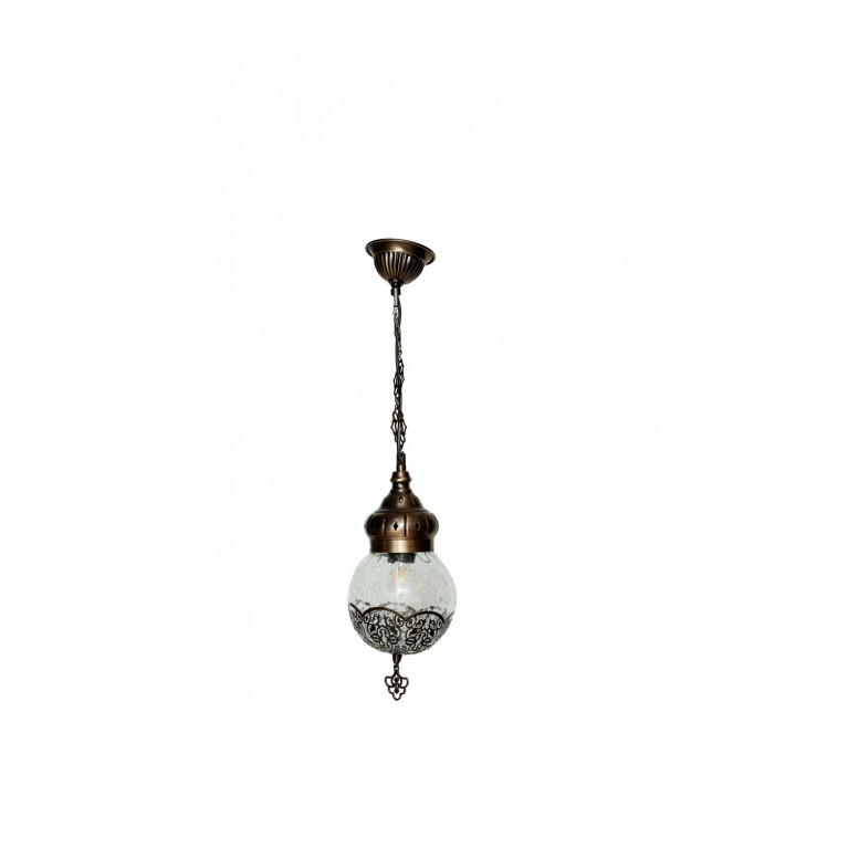 Hanging lamp 60 cm, blown glass, iron, diameter 15 cm